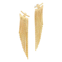 Draped Drop Chain Tassel Ear Jacket Post Back Earrings