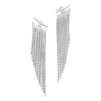 Draped Drop Chain Tassel Ear Jacket Post Back Earrings