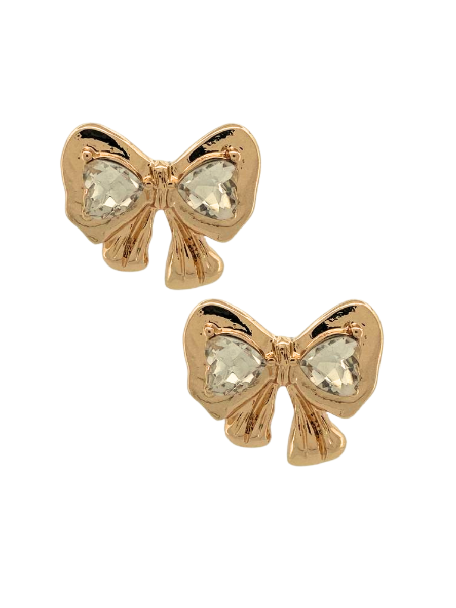 Regal Crystal Accent Bow Earrings