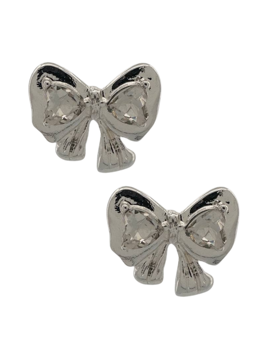 Regal Crystal Accent Bow Earrings