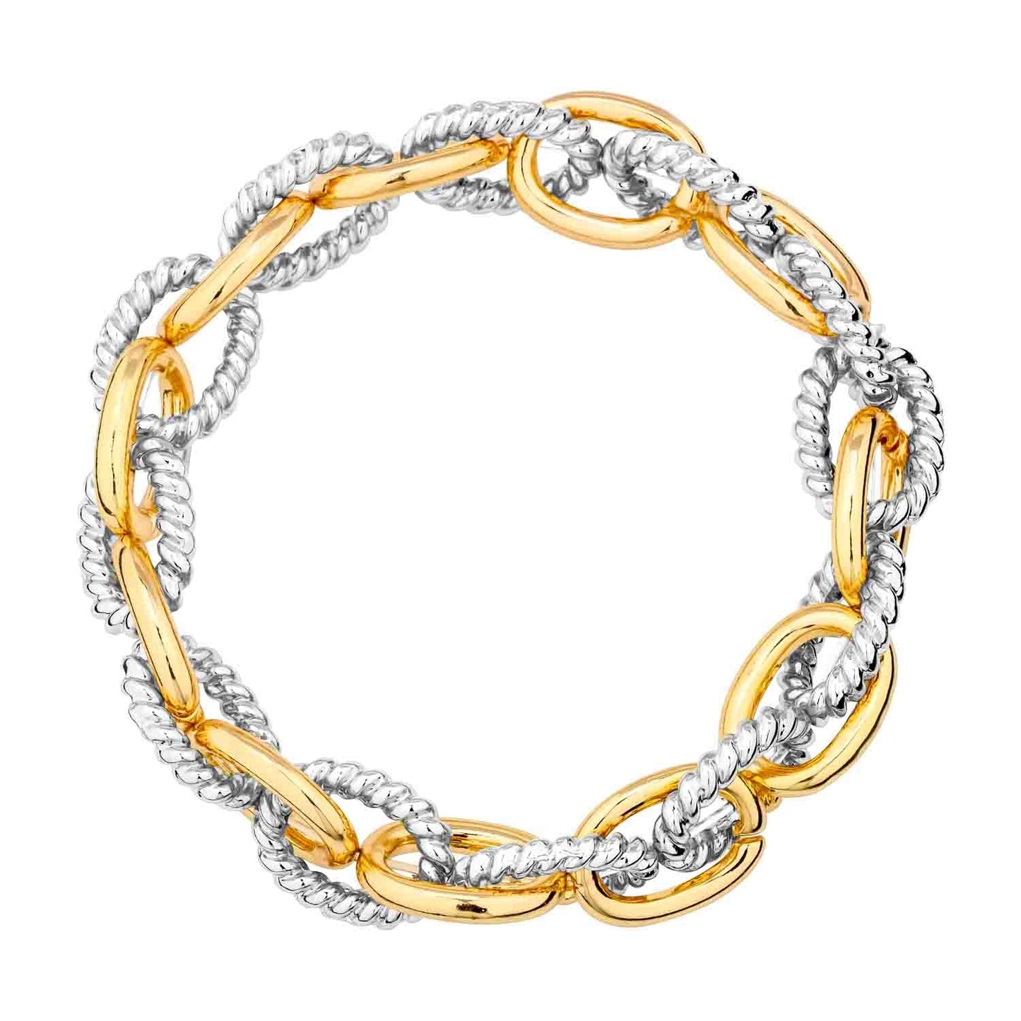 Link Fusion Textured Link Chain Stretch Bracelet