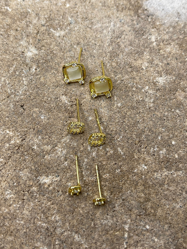 Halo Trio Gold Dipped Earring Set