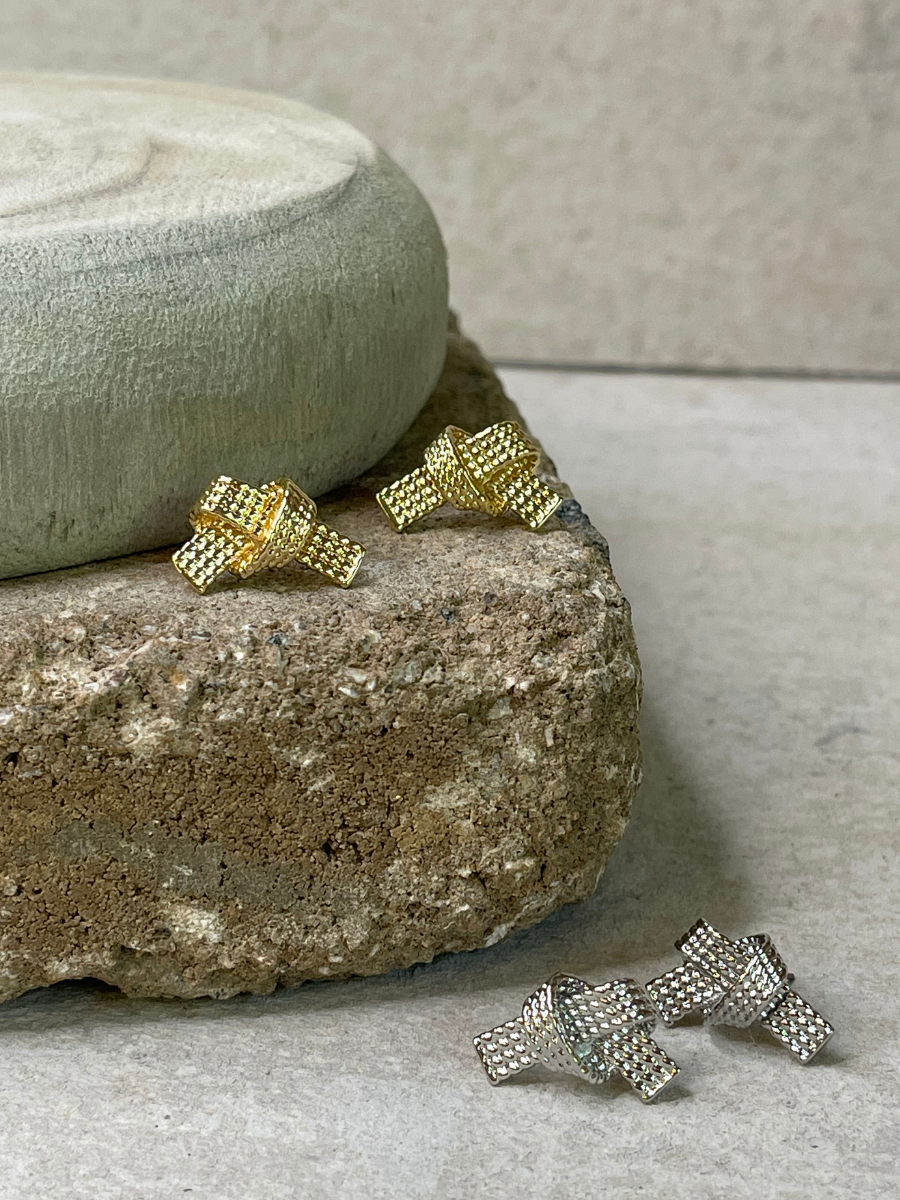 Textured Eternal Knot Post Earrings